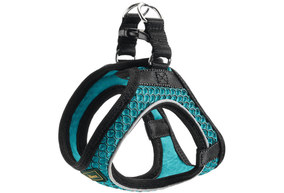 Szelki HUNTER Hilo Comfort 67138 S/M Turkusowy Komfortowe dopasowanie lekki oddychający materiał typ mesh rozmiar obwód regulacja klatka piersiowa dopasowanie dla małych ras i szczeniąt