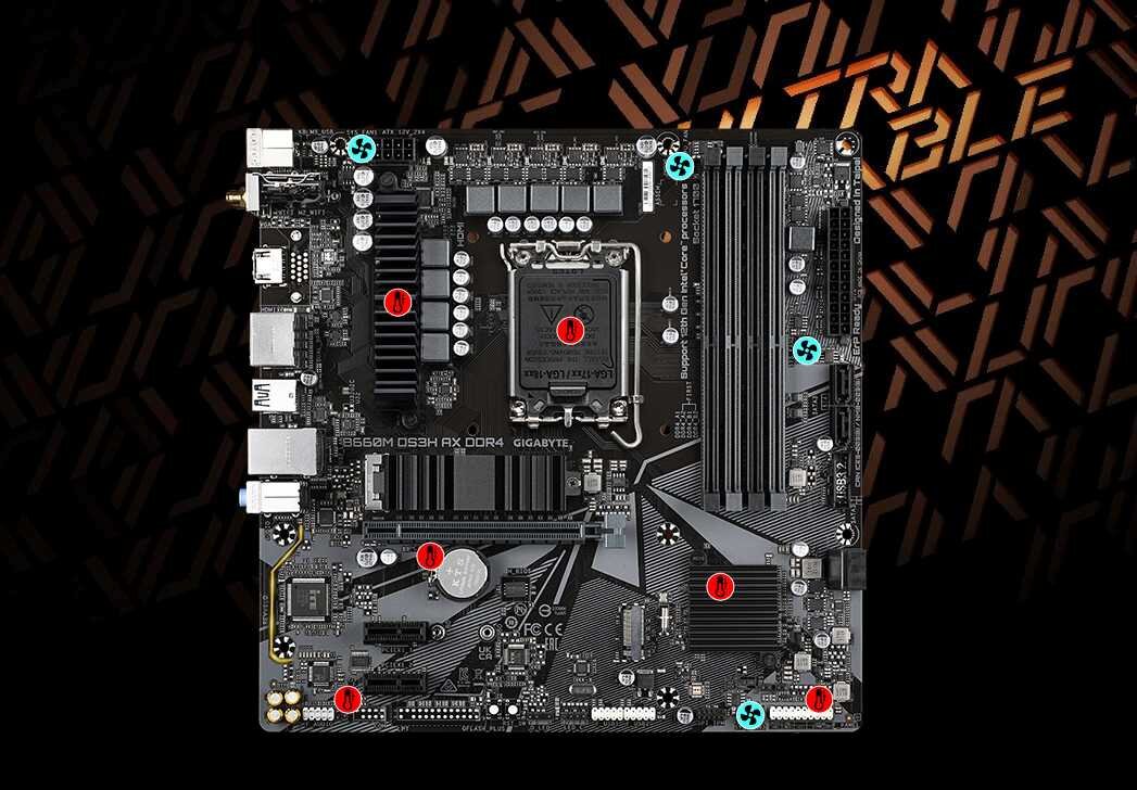 Płyta główna GIGABYTE B660M DS3H AX DDR4 - system chłodzenia