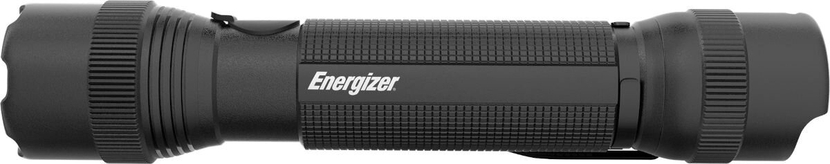 Latarka ENERGIZER Rechargeable TAC-R 700, intensywne, norma, IPX4, woda, odporność, na białym tle latarka od boku poziomo frontem na wprost