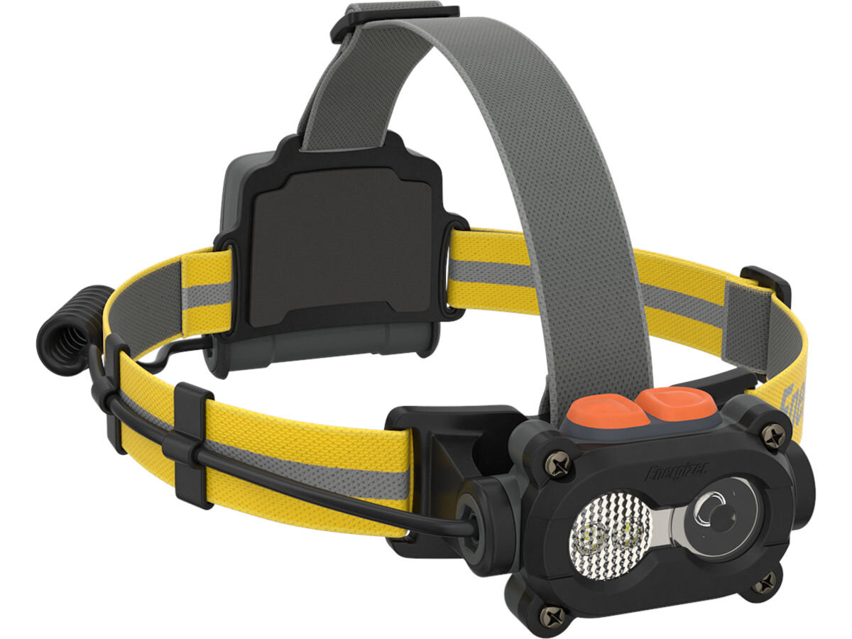 Latarka ENERGIZER Headlight Attachment, intensywne, światło, swoboda, ruchy, na białym tle latarka frontem lewo skos