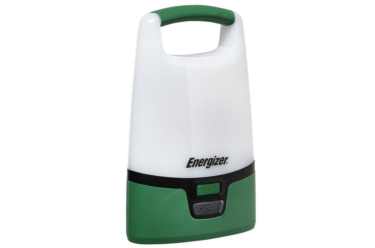 Latarka ENERGIZER Lanteharn Recrgeable, emitowanie, zakres, 360, tryby, na białym tle latarka frontem lewo skos