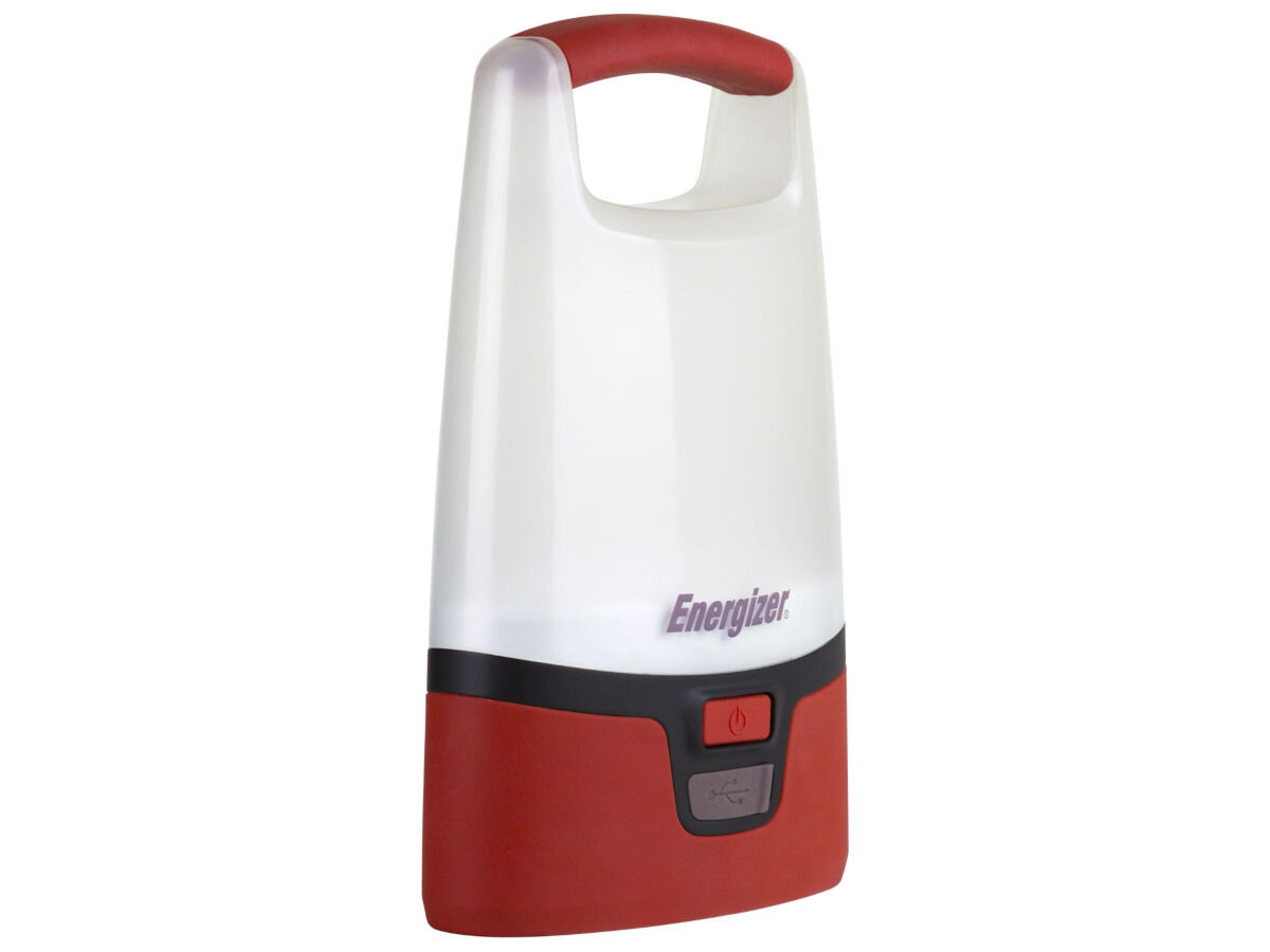 Latarka ENERGIZER Vision Lantern, tryb, oszczędny, baterie, wymiana, na białym tle latarka frontem lewo skos