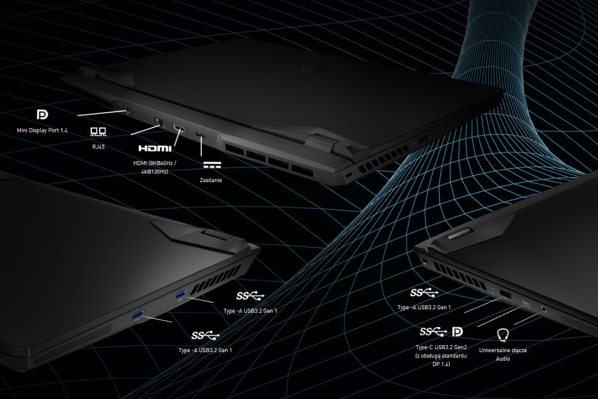 Laptop MSI Vector GP76 12UH 17.3 IPS 360Hz i9-12900H 16GB SSD 1TB GeForce RTX3080 Windows 11 Home porty