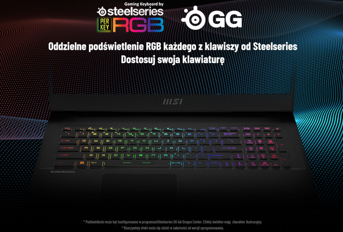 Laptop MSI Vector GP76 12UH 17.3 IPS 360Hz i9-12900H 16GB SSD 1TB GeForce RTX3080 Windows 11 Home podswietlenie