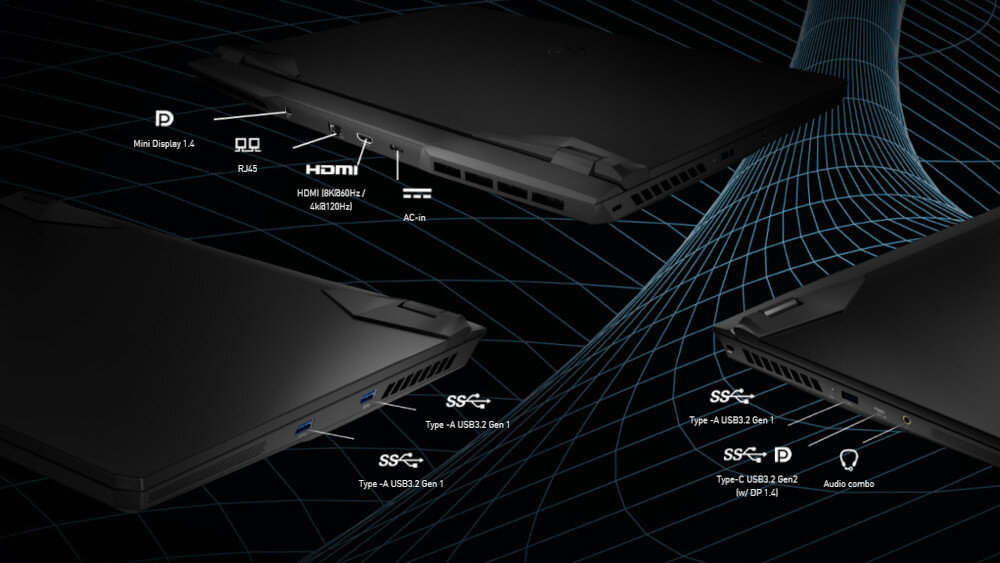 Laptop MSI Vector GP66 12UH  - złącza