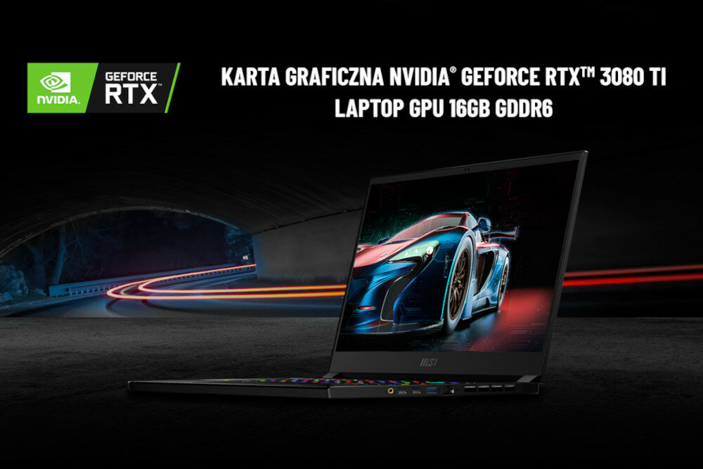 Laptop MSI Stealth GS66 12UH 15.6 IPS 240Hz i9-12900H 32GB SSD 1TB GeForce RTX3080 Windows 11 Home karta graficzna