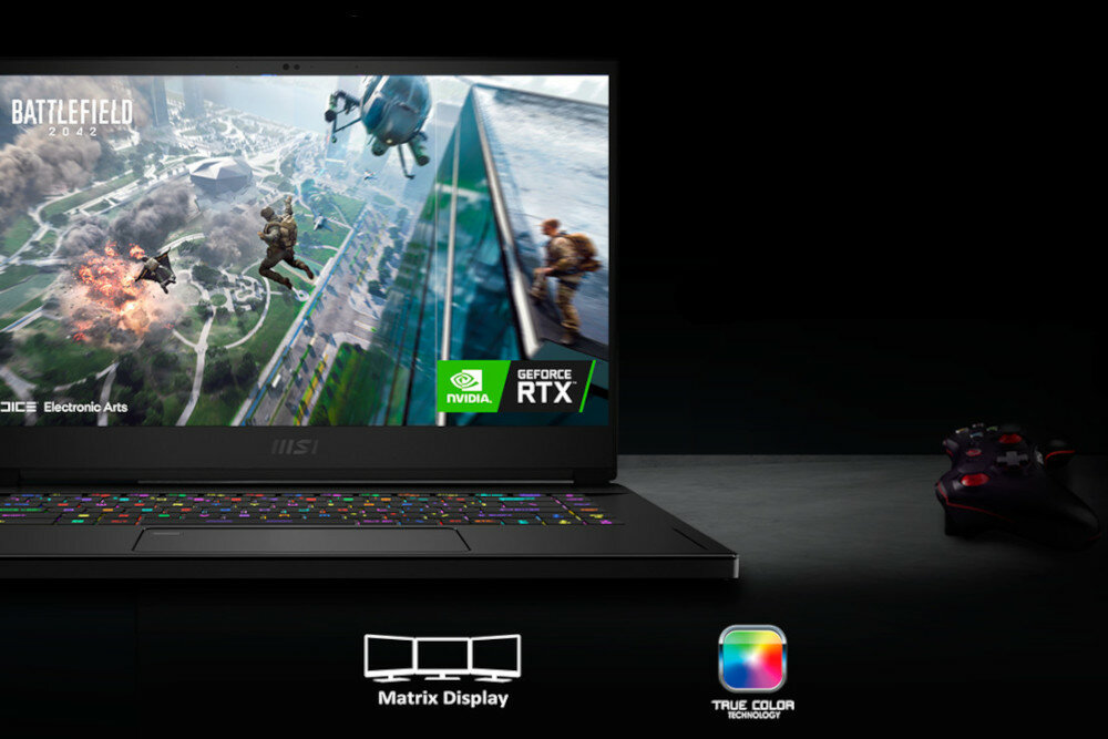 Laptop MSI Stealth GS66 15.6 IPS 240Hz i7-12700H 32GB SSD 1TB GeForce RTX3070Ti Max-Q Windows 11 Home wyswietlacz