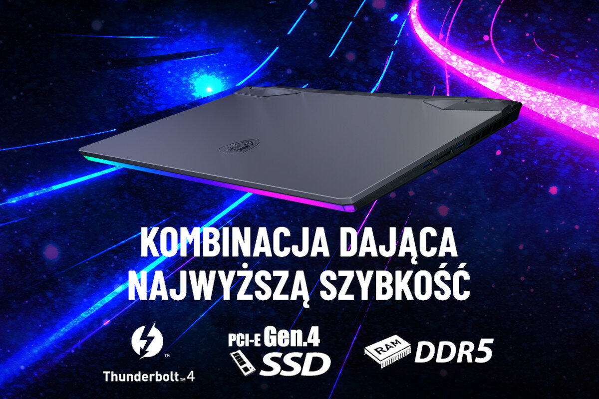 Laptop MSI Raider GE76 12UH-414PL 17.3 IPS 360Hz i9-12900HK 64GB SSD 1TB GeForce RTX3080 Windows 11 Home szybkosc
