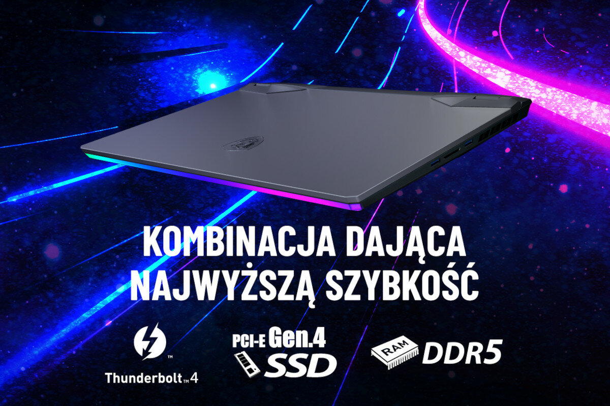 Laptop MSI Raider GE66 12UHS-092PL 15.6 IPS 240Hz i7-12700H 32GB SSD 2TB GeForce RTX3080Ti Windows 11 Home szybkosc