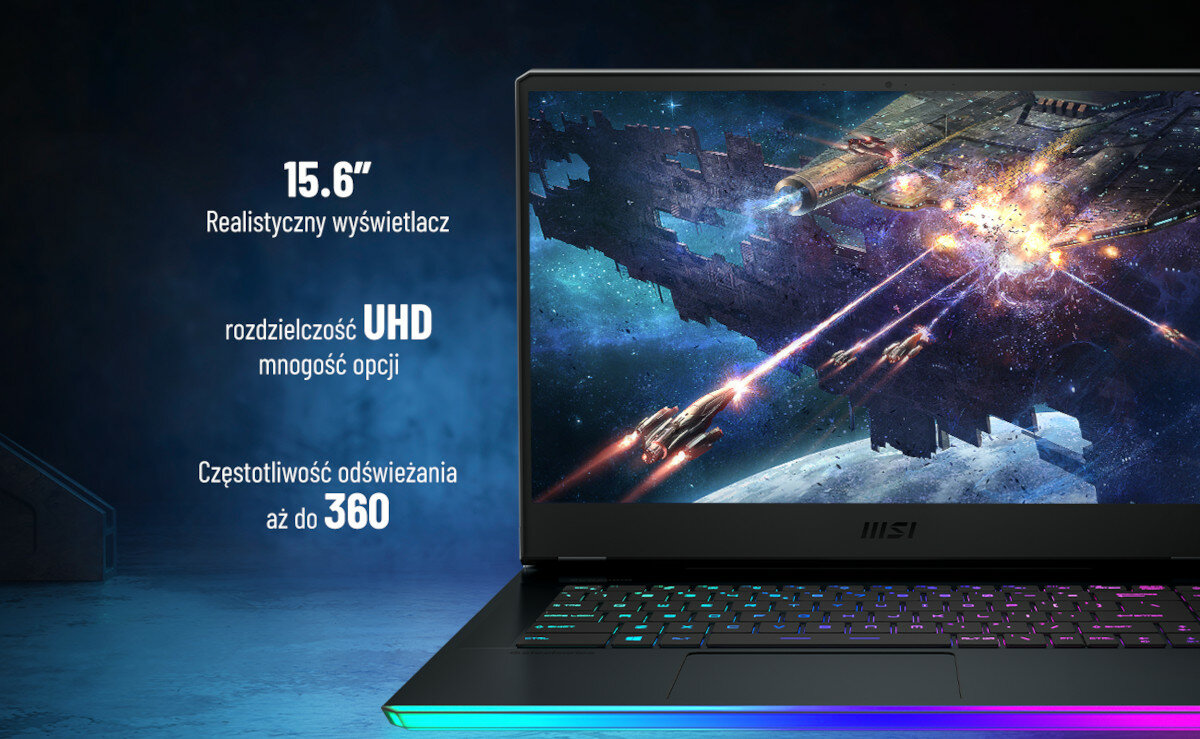 Laptop MSI Raider GE66 12UHS-092PL 15.6 IPS 240Hz i7-12700H 32GB SSD 2TB GeForce RTX3080Ti Windows 11 Home obraz wyswietlacz