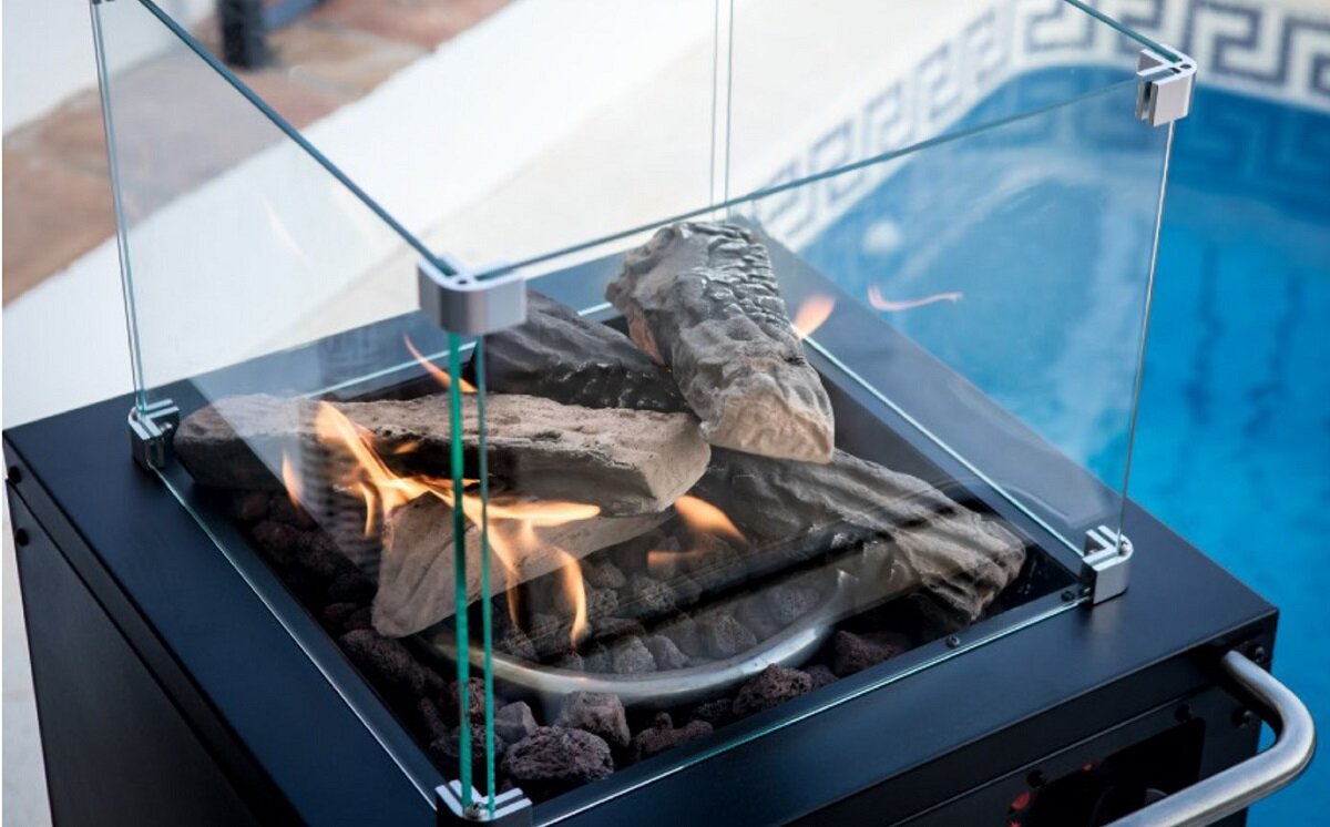 Ogrzewacz tarasowy LANDMANN VM8382 Rozgrzewa ogród Światło ciepło styl Stylowy design Piękny płomień bezpieczeństwo Kółka Łatwa obsługa