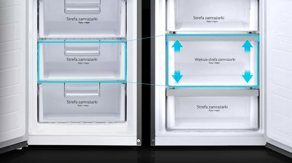 Lodówka LG GBB940BMQZT Nofrost więcej miejsca zamrażarka