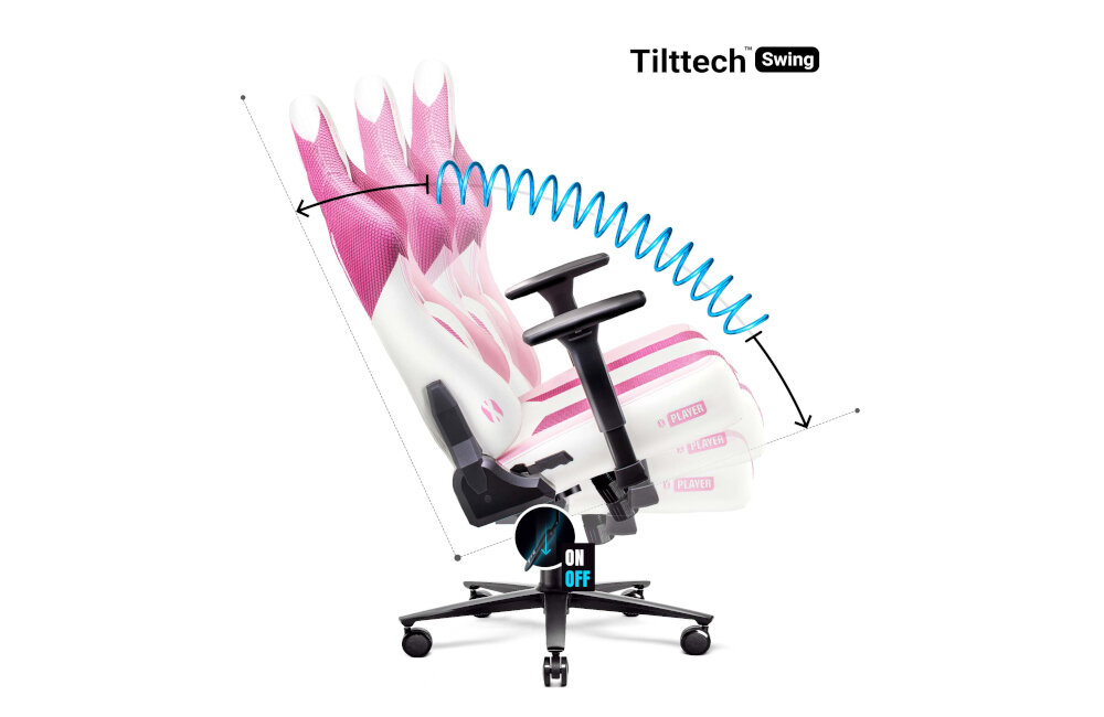Fotel DIABLO CHAIRS X-Player (S) Różowo-biały mechanizmy dopasowanie bujanie system