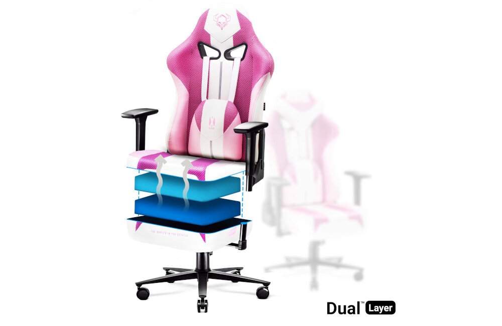 Fotel DIABLO CHAIRS X-Player (S) Różowo-biały wypelnienie pianka odpornosc siedzisko