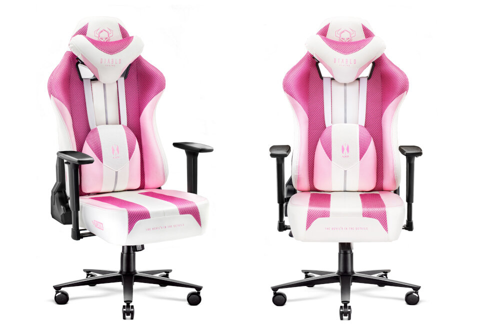 Fotel DIABLO CHAIRS X-Player (L) Różowo-biały kolka