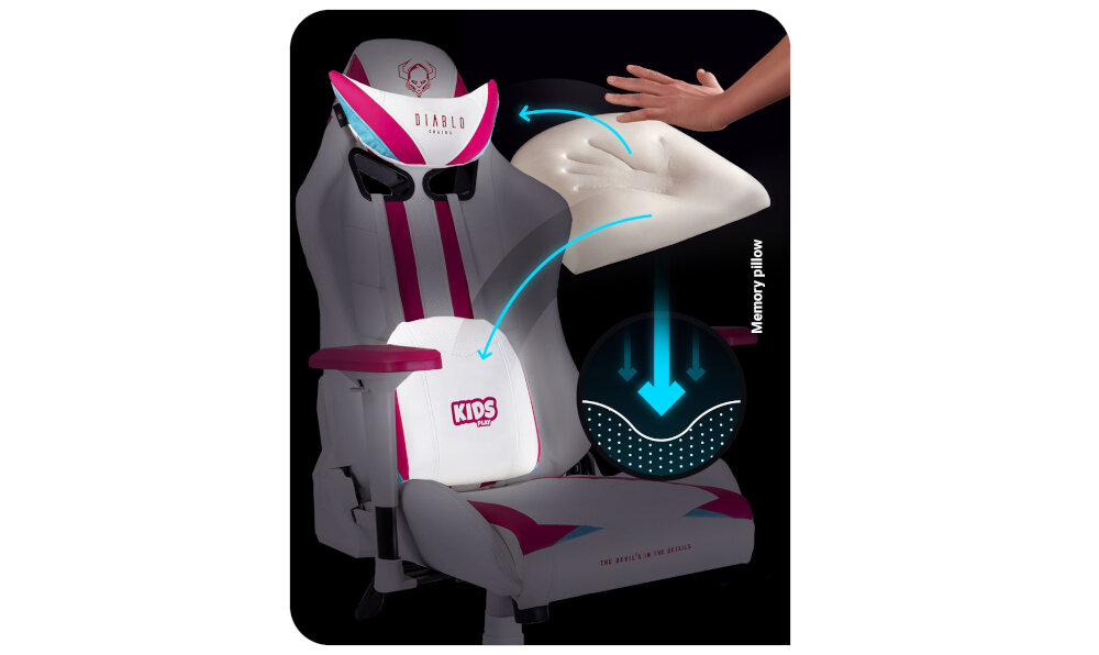 Fotel DIABLO CHAIRS X-Ray (L) Biało-różowy mechanizm amortyzacja bujanie