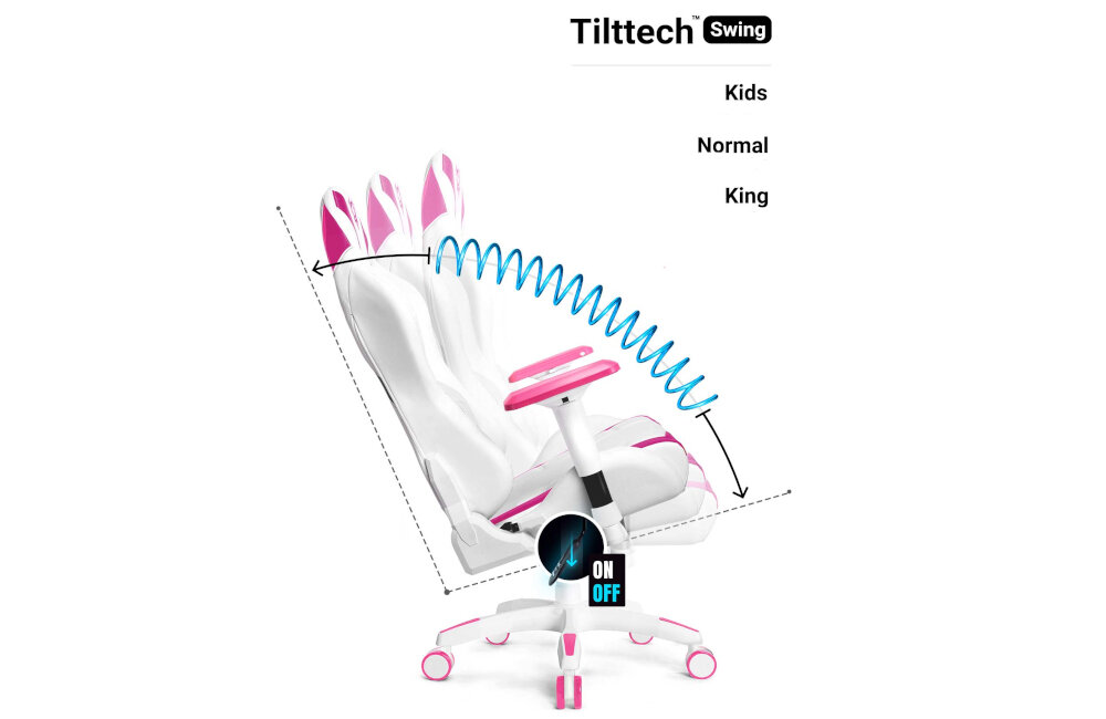 Fotel DIABLO CHAIRS X-Ray (XL) Biało-różowy SYSTEMY swing gear butterfly