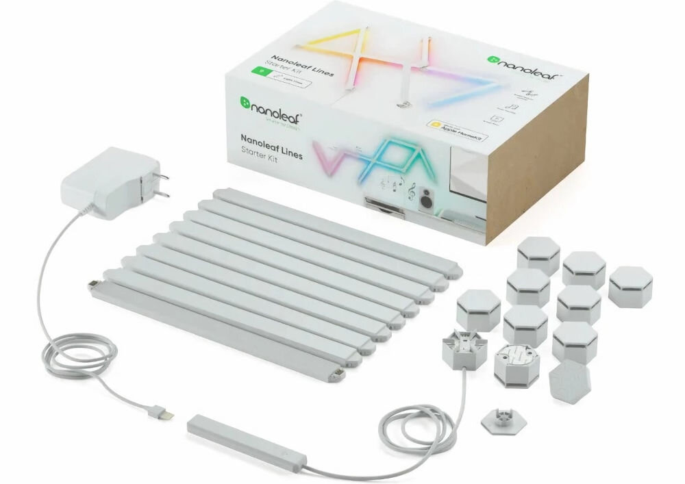 Listwy świetlne NANOLEAF Lines 60 Degrees Starter Kit NL59-K-0002LW-9PK-EU Regulacja jasności, Wi-Fi (15 szt.) elementy zestaw