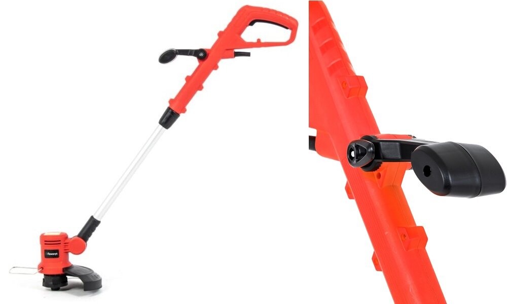 Podkaszarka elektryczna FAWORYT DP380 wygodny ergonomiczny uchwyt główny rękojeść dodatkowa niska waga 1,5 kg