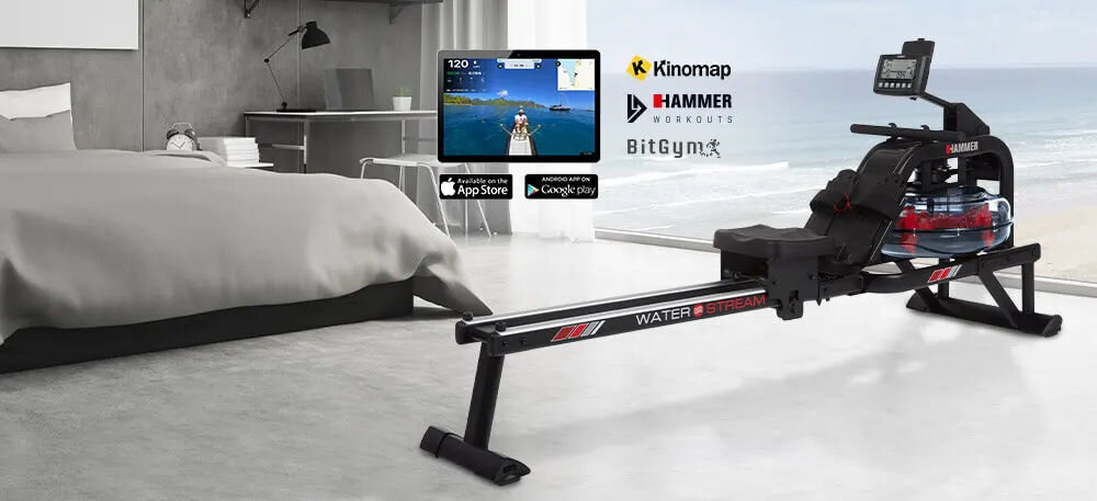 Wioślarz wodny HAMMER Water Stream II programy treningowe aplikacja hammer workouts kinomap