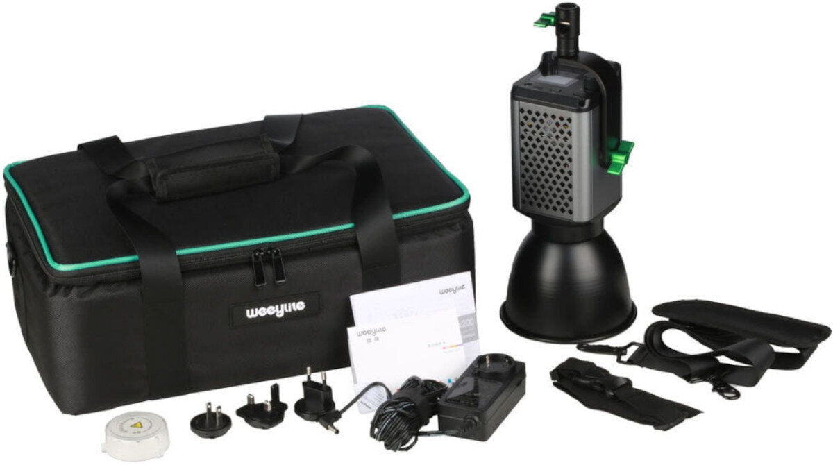 Lampa studyjna LED WEEYLITE Ninja 200 opakowanie zawartość zestaw akcesoria