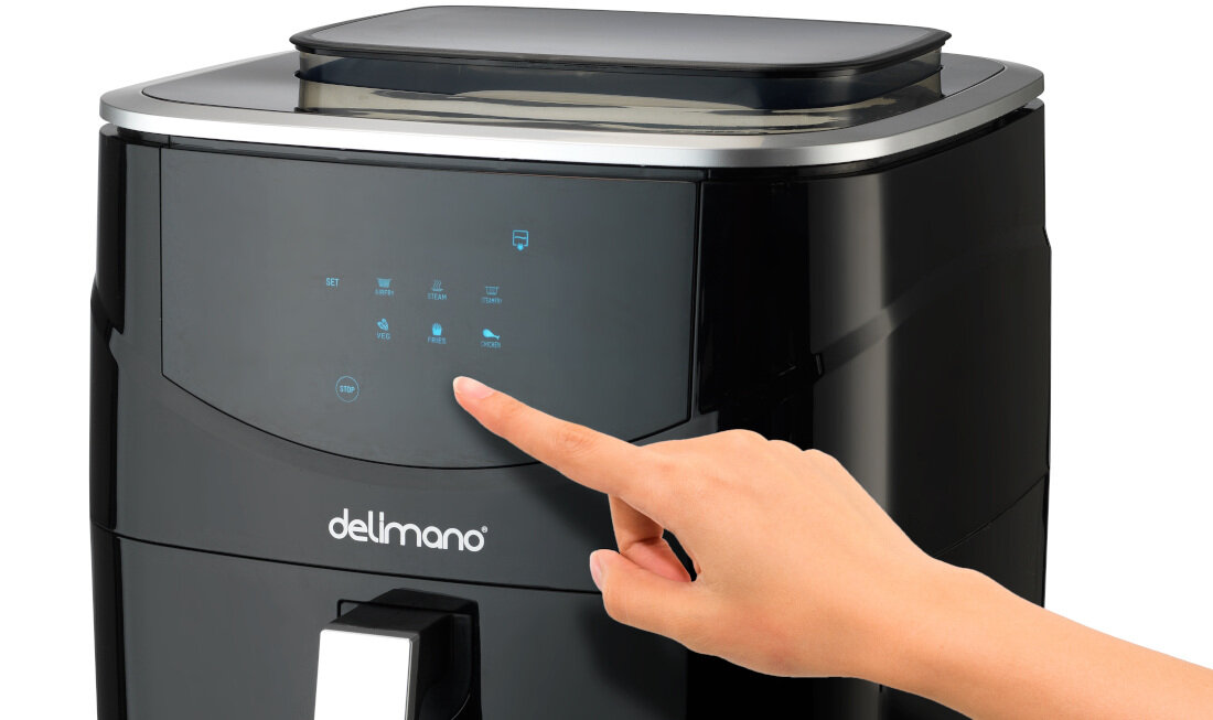 Frytkownica beztluszczowa DELIMANO 110074539 Air Fryer z gotowaniem na parze Dotykowy ekran automatyczne wylaczenie sugnal dzwiekowy