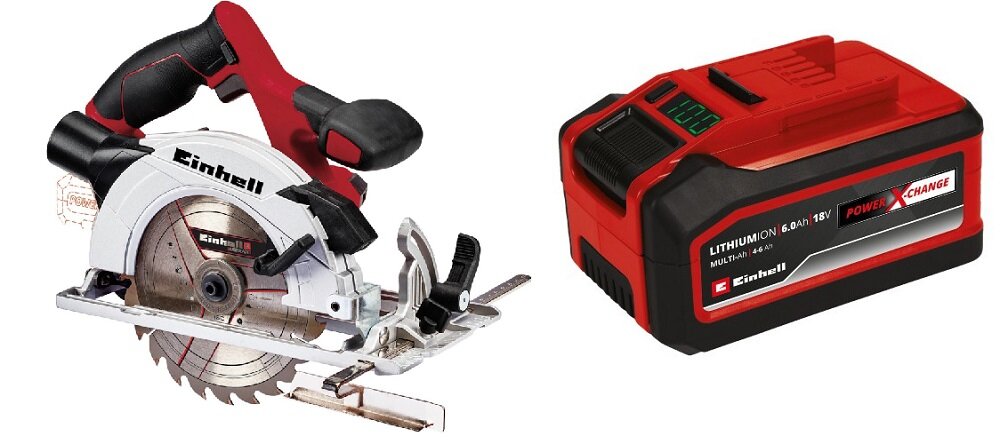 Pilarka tarczowa EINHELL TE-CS 18-150 Li Solo zasilanie akumulator z serii Power X-Change maksymalna prędkość obrotowa do 4200 obr/min