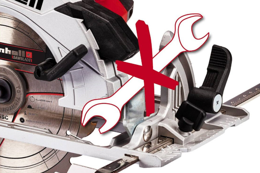 Pilarka tarczowa EINHELL TE-CS 18-150 Li Solo mechanizm wykonywania precyzyjnych cięć wgłębnych w drewnie cięcie pod kątem 45 stopni do 32 mm pod kątem 90 stopni do 48 mm płynna regulacja kąta cięcia bez użycia narzędzi