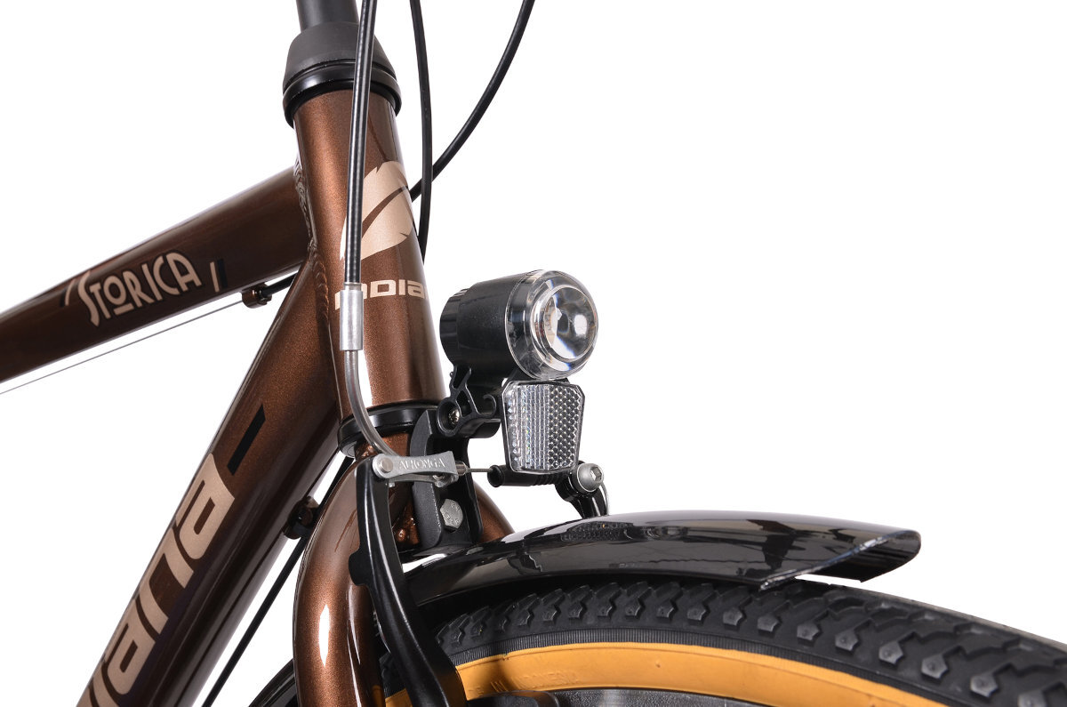 Rower miejski INDIANA Storica 140 3B oświetlenie przepisy ruch droga widoczność pogoda bateryjne LED