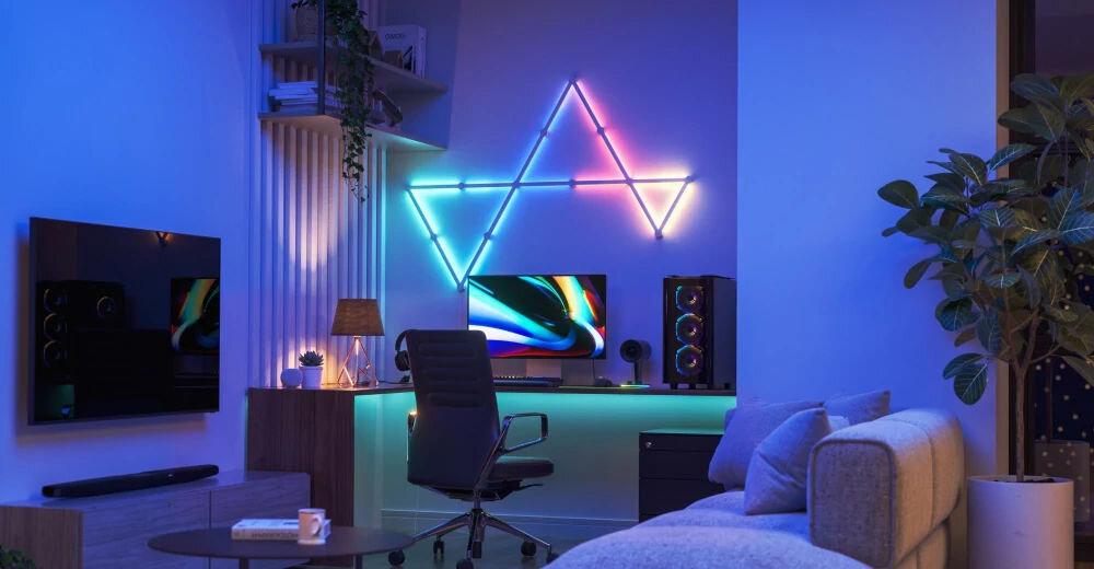 Listwy świetlne NANOLEAF Lines 60 Degrees Expansion Pack NL59E0001LW3PK Regulacja jasności, Wi-Fi (3 szt.) LayoutDetect aranżacje