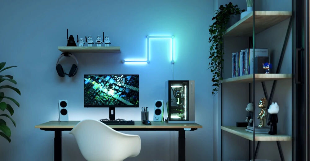 Listwy świetlne NANOLEAF Lines 60 Degrees Expansion Pack NL59E0001LW3PK Regulacja jasności, Wi-Fi (3 szt.) obsługa aplikacja pilot asystent