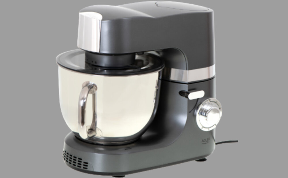 Robot kuchenny planetarny ADLER AD 4221 wybor predkosc regulacja tryb impulsowy Pokrywa przeciwrozpryskowa ochrona plastikowy popychacz 
