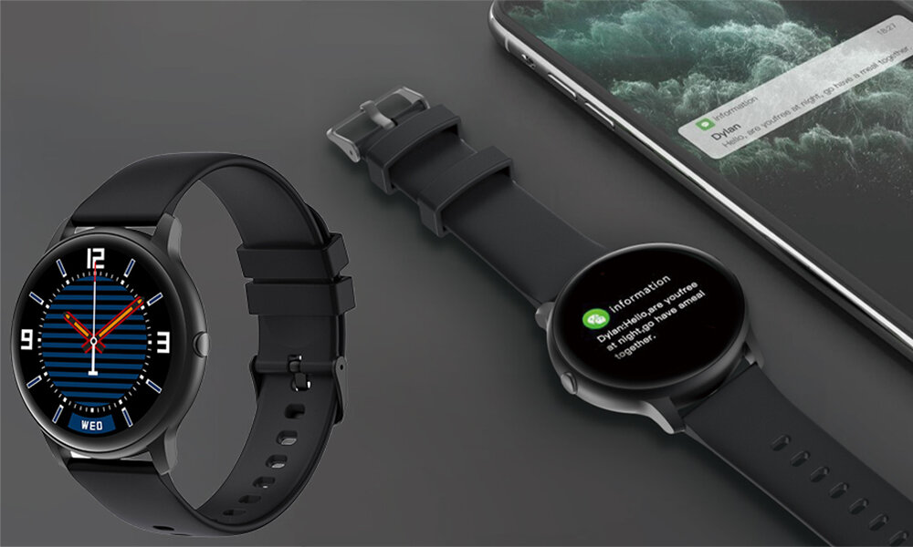 Smartwatch IMILAB KW66 ekran bateria czujniki zdrowie sport pasek ładowanie pojemność rozdzielczość łączność sterowanie krew puls rozmowy smartfon aplikacja
