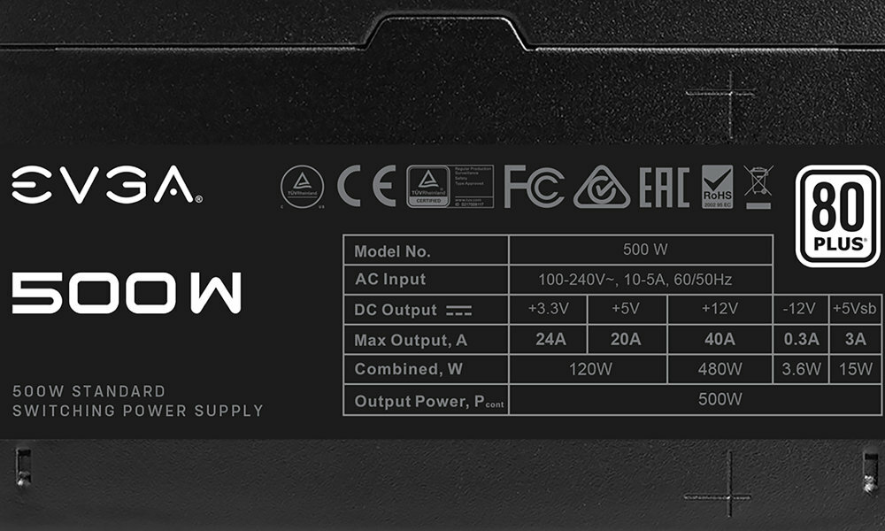 EVGA W1 500W 80 Plus prawy