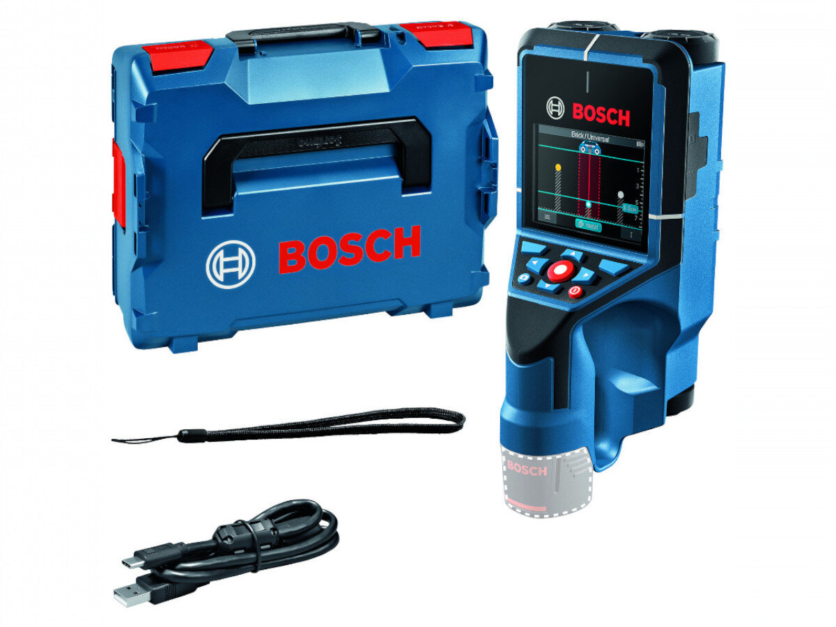 Detektor BOSCH Professional D-Tect 200 C 0601081608, pokrowiec, pasek, osłona, transport, walizka, opaska, transport, ochrona, Zestaw: detektor Bosch D-Tect 200 C, walizka L-BOXX i akcesoria.