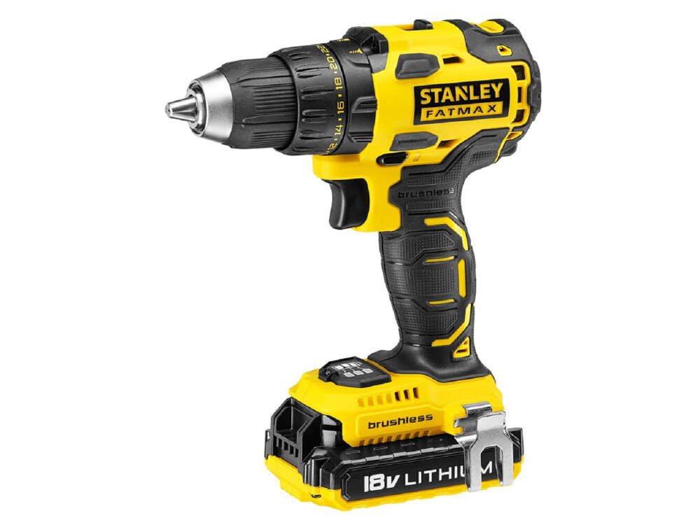 Wiertarko-wkrętarka STANLEY KFMCD607D2K-QW solidne niezawodne kompaktowe nowoczesny silnik bezszczotkowy duża odporność na przeciążenia prca na niskich obrotach z pełnym momentem obrotowy