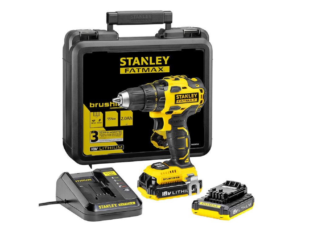 Wiertarko-wkrętarka STANLEY KFMCD607D2K-QW w zestawie 2 akumulatory ładowarka walizka narzędziowa instrukcja obsługi w języku polskim karta gwarancyjna