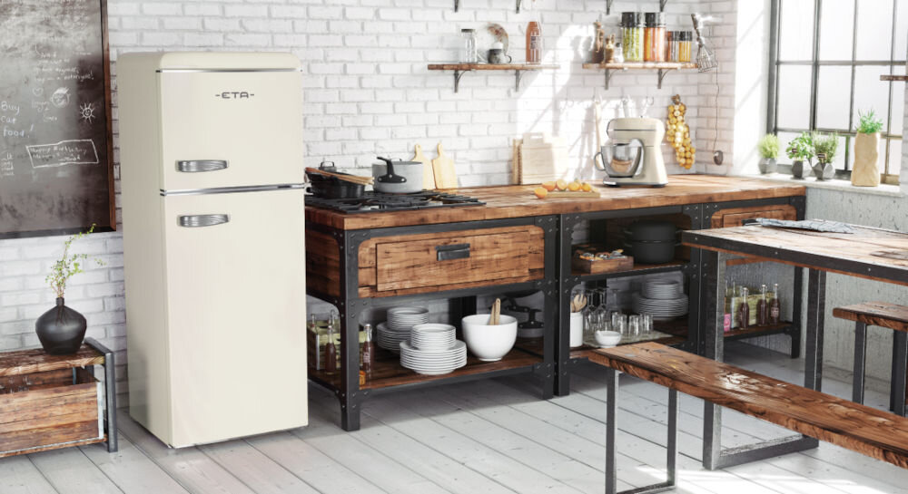 Lodówka ETA Storio 253390040E Retro 148.2cm Beżowa funkcjonalność w kuchni