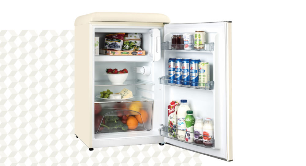 Lodówka ETA Storio 253590040E 90cm Beżowa klasa energetyczna E niskie zużycie prądu 146 kWh rocznie w razie awarii utrzymuje temperaturę do 11 godzin klasa mrożenia do 2 kg żywności na dobę wygoda bezpieczeństwo