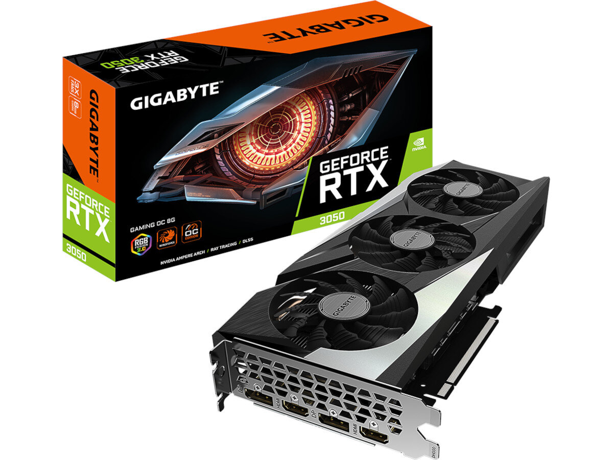 Karta graficzna GIGABYTE GeForce RTX 3050 Gaming OC 8GB zawartosc opakowania