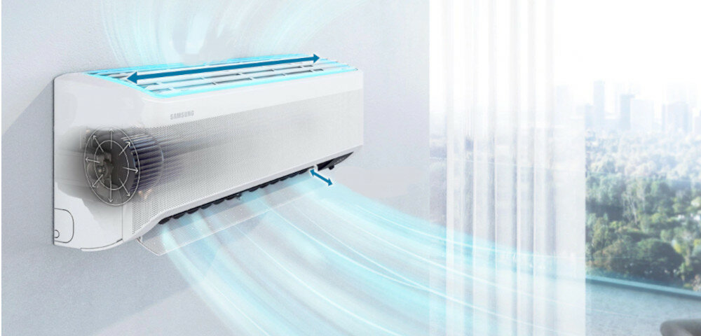 KLIMATYZATOR SPLIT SAMSUNG LUZON większe chłodzenie wentylator komora łopatki