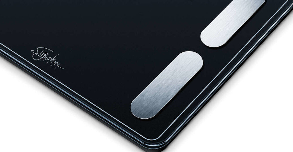 Waga łazienkowa BEURER SignatureLine BF 410 Czarny Różne jednostki pomiaru kilogramy kg funty lb kamienie st systemy metryczne wskaźnik przeciążenia