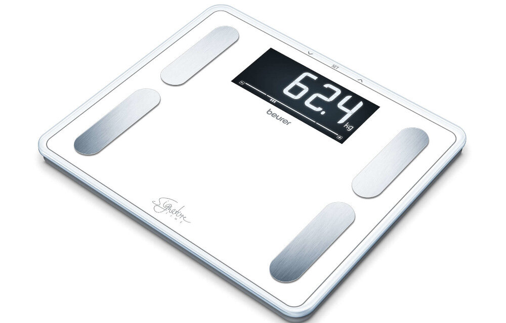 Waga łazienkowa BEURER SignatureLine BF 410 Biały Wysoka nośność Maksymalna nośność Dokładność pomiaru Funkcja automatycznego włączania ważenie samoczynnie się wyłącza