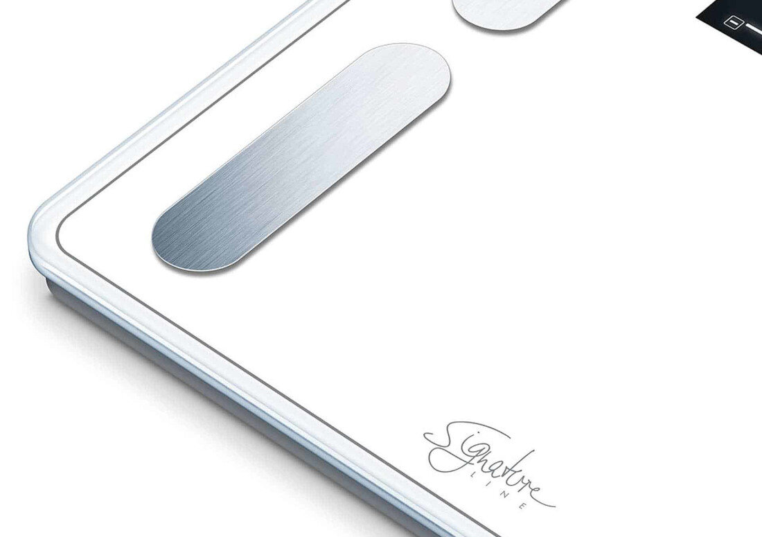 Waga łazienkowa BEURER SignatureLine BF 410 Biały Różne jednostki pomiaru kilogramy kg funty lb kamienie st systemy metryczne wskaźnik przeciążenia