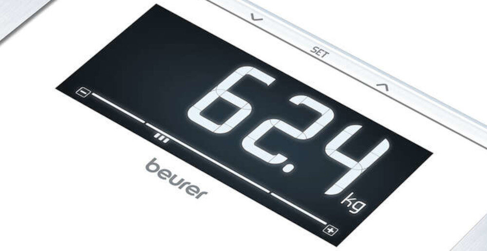 Waga łazienkowa BEURER SignatureLine BF 410 Biały Wskaźnik niskiego poziomu baterii wygodne rozwiązanie ciągłość pracy zasilanie bateryjne