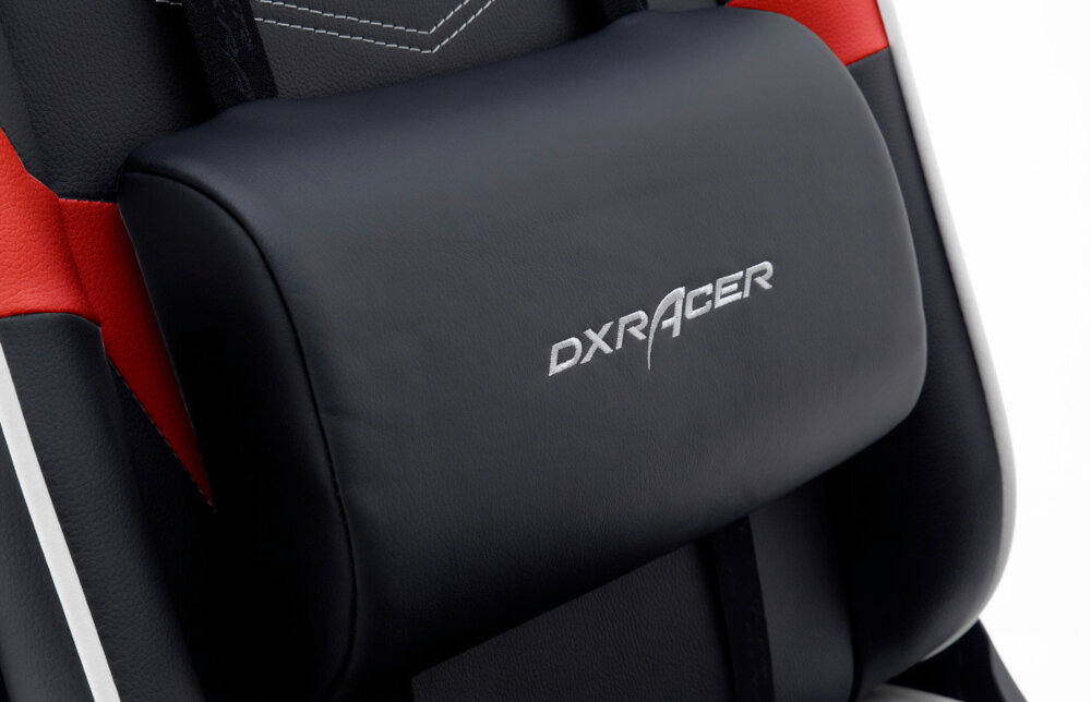 Fotel DXRACER Seria Progress OH/P188/NRW Czarno-czerwono-biały poduszki