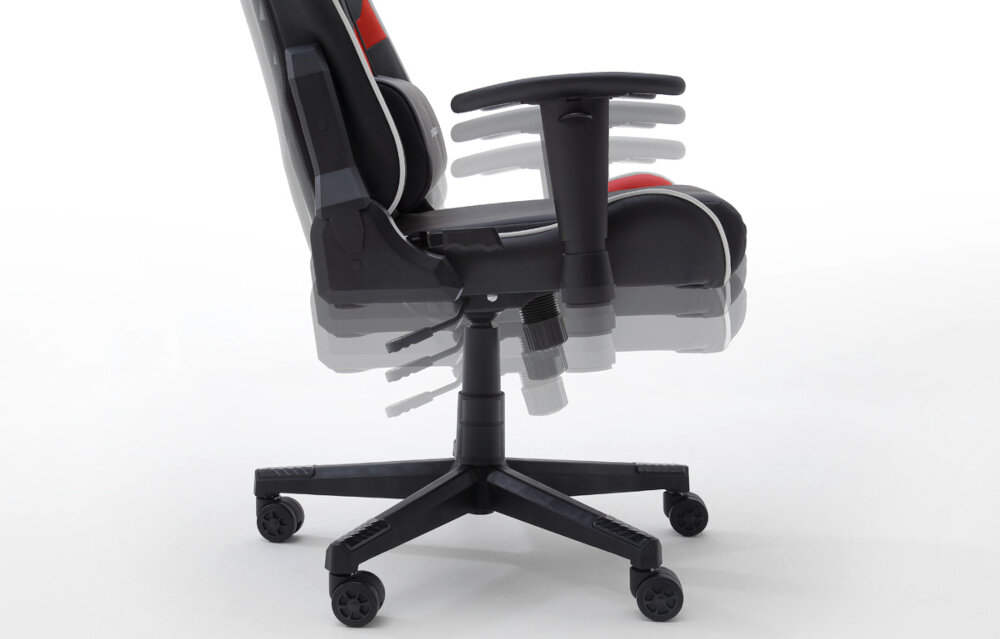 Fotel DXRACER Seria Progress OH/P188/NRW Czarno-czerwono-biały podlokietniki