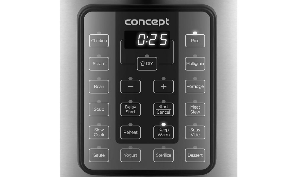 Multicooker CONCEPT CK7001 czytelony wyswietlacz LED 16 programow temperatura funkcja wolnego gotowania sous vide timer  funkcja opoznionego startu tryb keep warm