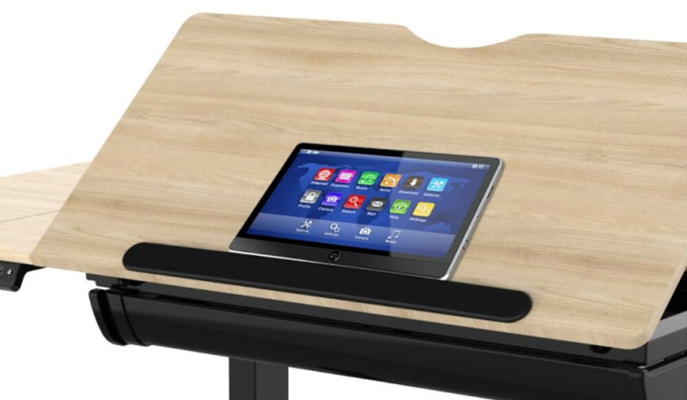 Biurko kreślarskie TUCKANO ET120 przeznaczenie biurko regulacja wysokość solidne wykonanie szuflada drobiazgi wygoda