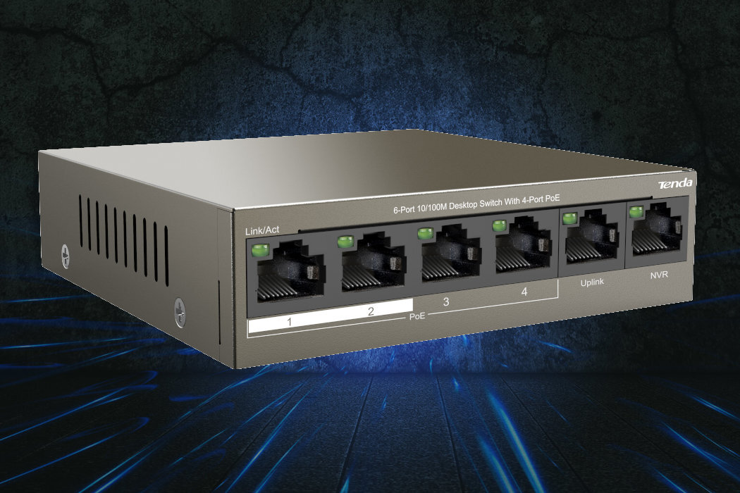 Switch TENDA TEF1106P bezwentylatorowa konstrukcja rozmiar stalowa rama plug and play